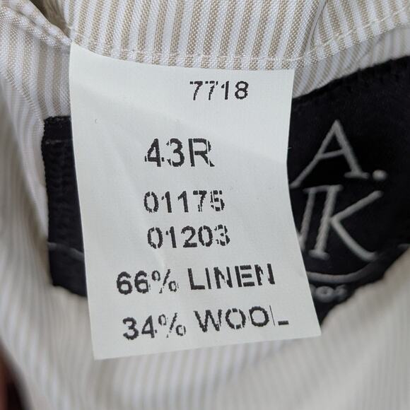 Jos A Bank 43R Beige Linen Wool Blazer Sport Coat Mens Two Button Made in Haiti - Picture 4 of 5